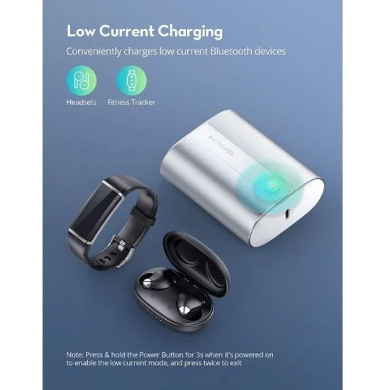 Ravpower Pd + Qc 2-Port 18W, 10000Mah Portable Power Bank, Metallic Silver